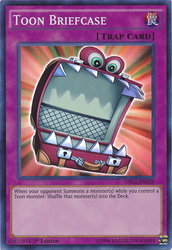 A Super Rare "Toon Briefcase" card from the Yugioh Set: Dragons of Legend 2 (DRL2).