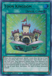 An Ultra Rare Green "Toon Kingdom" card from the Yugioh Set: Dragons of Legend: The Complete Series.