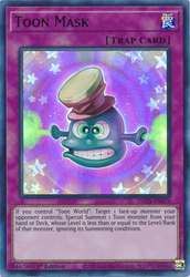 An Ultra Rare Green "Toon Mask" card from the Yugioh Set: Dragons of Legend: The Complete Series (DLCS).