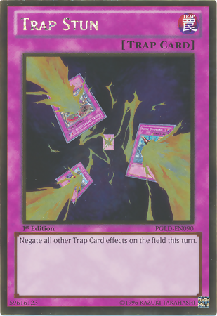 A Gold Rare "Trap Stun" card from the Yugioh Set: Premium Gold (PGLD).