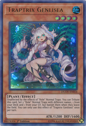An Ultra Rare "Traptrix Genlisea" card from the Yugioh Set: Duel Overload (DUOV).