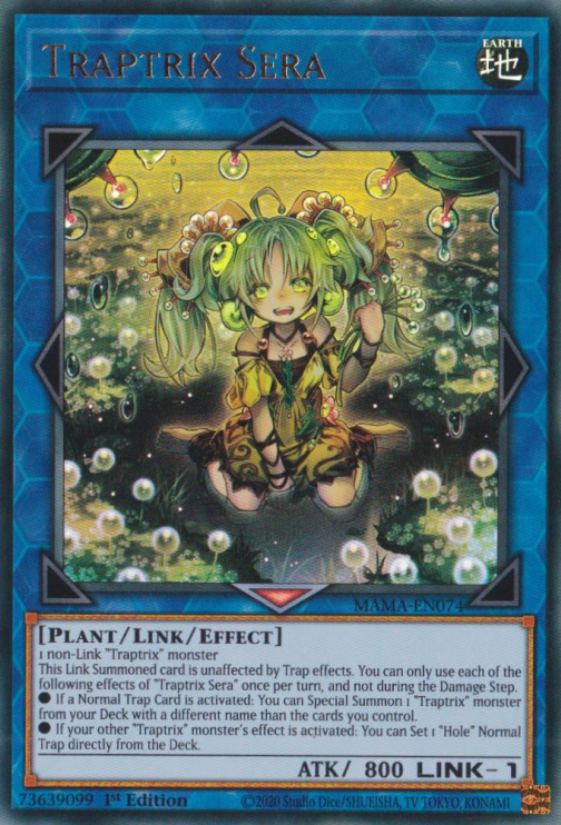 An Ultra Rare "Traptrix Sera" card from the Yugioh Set: Magnificent Mavens.