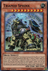 A Super Rare "Triamid Sphinx" card from the Yugioh Set: The Dark Illusion (TDIL).