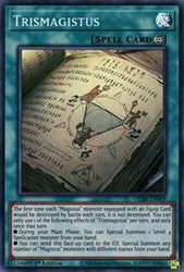 A Super Rare "Trismagistus" card from the Yugioh Set: Genesis Impact.