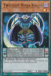 An Ultra Rare "Twilight Ninja Kagen" card from the Yugioh Set: Battles of Legend: Light's Revenge (BLLR).