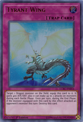 An Ultra Rare "Tyrant Wing" card from the Yugioh Set: Legendary Collection: Kaiba.