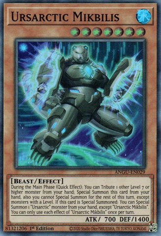 A Super Rare "Ursarctic Mikbilis" card from the Yugioh Set: Ancient Guardians.