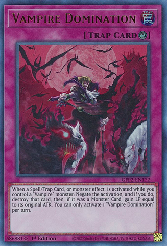 An Ultra Rare "Vampire Domination" card from the Yugioh Set: Ghosts From the Past: The 2nd Haunting (GFP2).