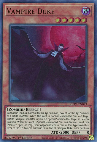  An Ultra Rare "Vampire Duke" card from the Yugioh Set: Ghosts From the Past: The 2nd Haunting (GFP2).