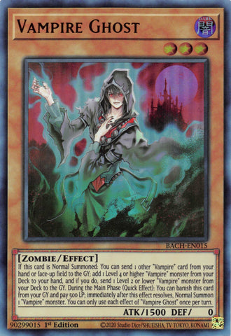  An Ultra Rare "Vampire Ghost" card from the Yugioh Set: Battle of Chaos.