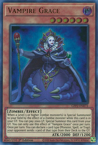  An Ultra Rare "Vampire Grace" card from the Yugioh Set: Ghosts From the Past: The 2nd Haunting (GFP2).