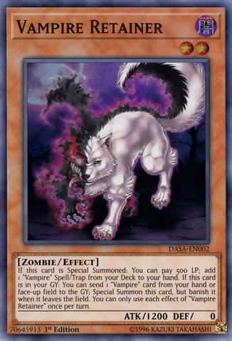 A Super Rare "Vampire Retainer" card from the Yugioh Set: Dark Saviors.