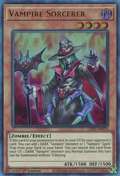  An Ultra Rare "Vampire Sorcerer" card from the Yugioh Set: Ghosts From the Past: The 2nd Haunting (GFP2).