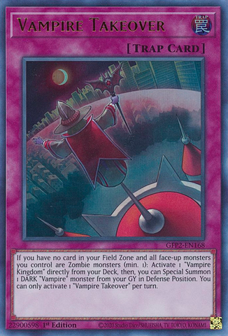 An Ultra Rare "Vampire Takeover" card from the Yugioh Set: Ghosts From the Past: The 2nd Haunting (GFP2).