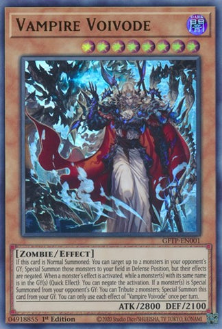 An Ultra Rare "Vampire Voivode" card from the Yugioh Set: Ghosts From the Past (GFTP).