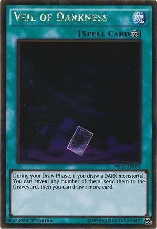 A Gold Rare "Veil of Darkness" card from the Yugioh Set: Premium Gold: Return of the Bling.