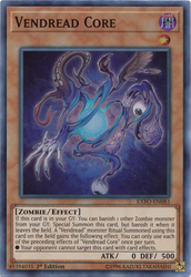 A Super Rare "Vendread Core" card from the Yugioh Set: Extreme Force (EXFO).
