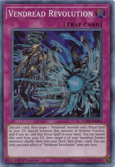 A Super Rare "Vendread Revolution" card from the Yugioh Set: Extreme Force.