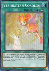 A Super Rare "Vernusylph Corolla" card from the Yugioh Set: Power of the Elements (POTE).