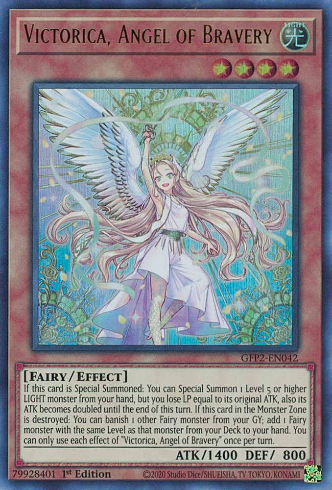  An Ultra Rare "Victorica, Angel of Bravery" card from the Yugioh Set: Ghosts From the Past: The 2nd Haunting (GFP2).