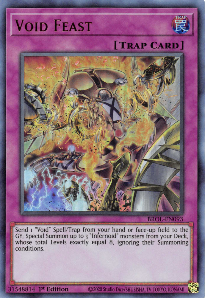  An Ultra Rare "Void Feast" card from the Yugioh Set: Brothers of Legend.