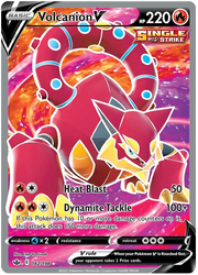 An Ultra Rare "Volcanion V" (162/198) card from the Pokemon Set: Sword & Shield: Chilling Reign.