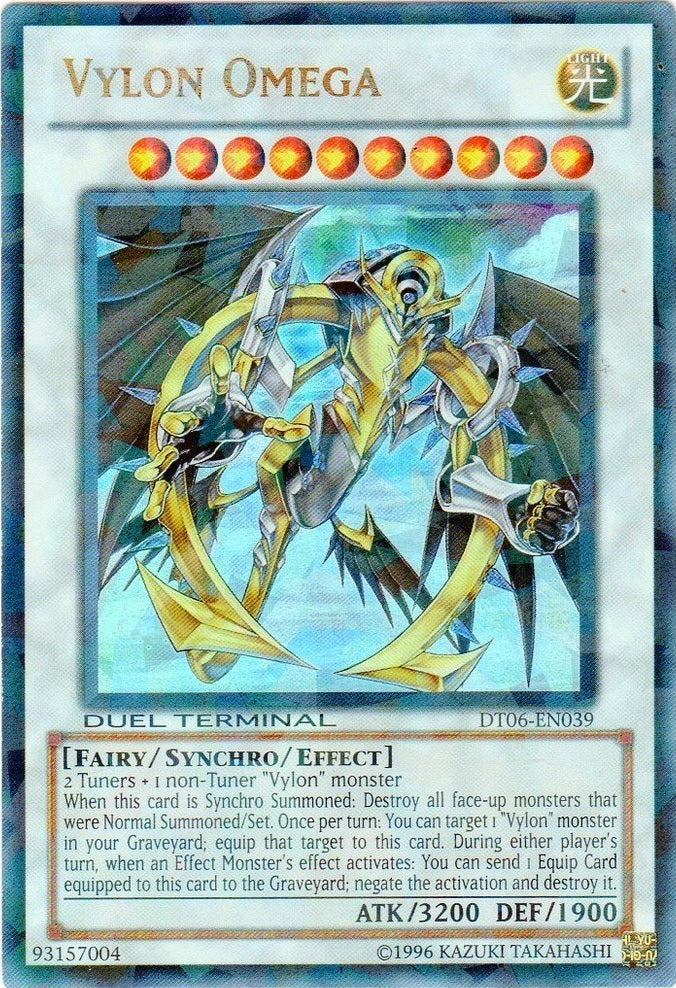 A Duel Terminal Ultra Rare "Vylon Omega" card from the Yugioh Set: Duel Terminal 6 (DT06).