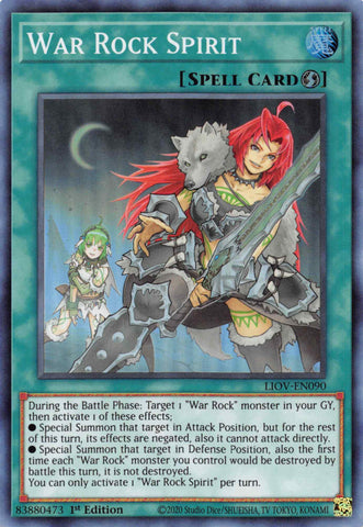 A Super Rare "War Rock Spirit" card from the Yugioh Set: Lightning Overdrive.