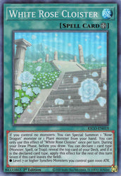 A Super Rare "White Rose Cloister" card from the Yugioh Set: King's Court.