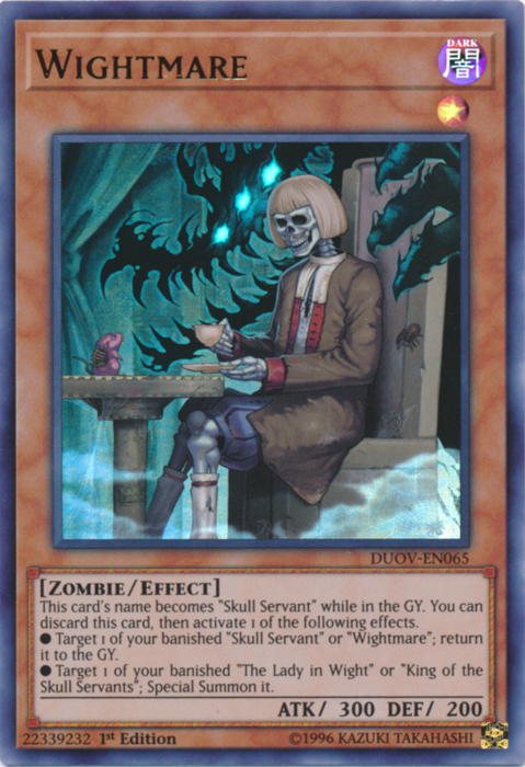 An Ultra Rare "Wightmare" card from the Yugioh Set: Duel Overload.