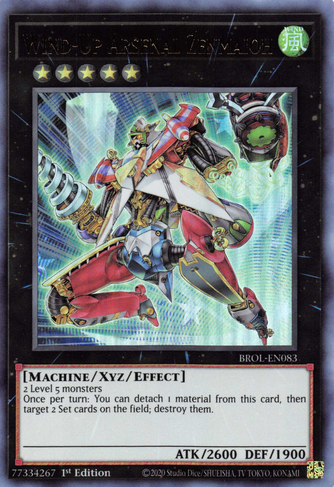  An Ultra Rare "Wind-Up Arsenal Zenmaioh" card from the Yugioh Set: Brothers of Legend.