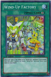 A Super Rare "Wind-Up Factory" card from the Yugioh Set: Generation Force.