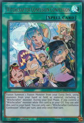 An Ultra Rare "Witchcrafter Confusion Confession" card from the Yugioh Set: Magnificent Mavens.