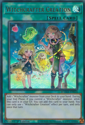 An Ultra Rare "Witchcrafter Creation" card from the Yugioh Set: Magnificent Mavens.