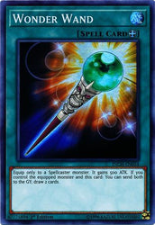  A Super Rare "Wonder Wand" card from the Yugioh Set: The Infinity Chasers.