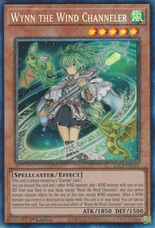 A Prismatic Collector's Rare "Wynn the Wind Channeler" card from the Yugioh Set: Rarity Collection 1 (RA01).