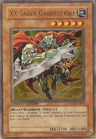 An Ultra Rare "XX-Saber Gardestrike" card from the Yugioh Set: Ancient Prophecy.