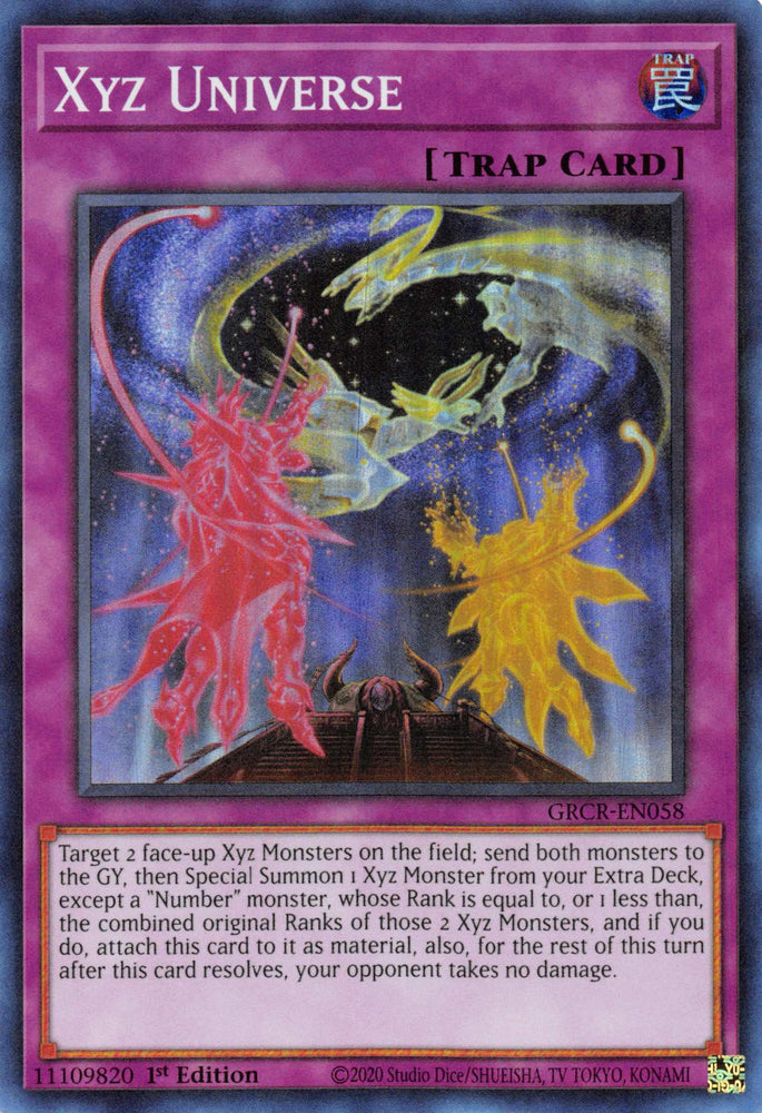  A Super Rare "Xyz Universe" card from the Yugioh Set: The Grand Creators.