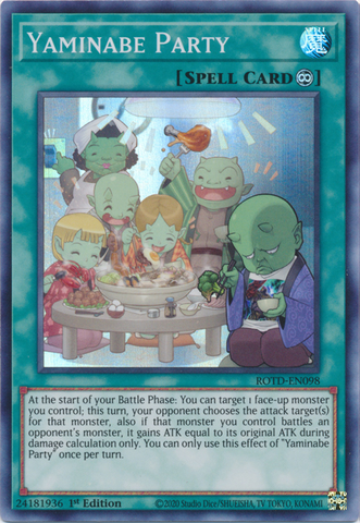 A Super Rare "Yaminabe Party" card from the Yugioh Set: Rise of the Duelist (ROTD).
