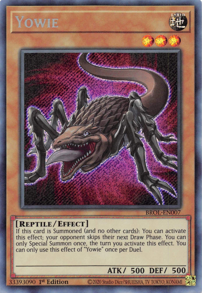  A Secret Rare "Yowie" card from the Yugioh Set: Brothers of Legend.