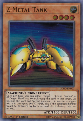  An Ultra Rare "Z-Metal Tank" card from the Yugioh Set: Legendary Collection: Kaiba.