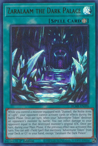 An Ultra Rare "Zaralaam the Dark Palace" card from the Yugioh Set: Battles of Legend: Monstrous Revenge (BLMR).