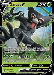 An Ultra Rare "Zarude V" (016/172) card from the Pokemon Set: Brilliant Stars.