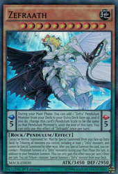 A Super Rare "Zefraath" card from the Yugioh Set: Maximum Crisis.