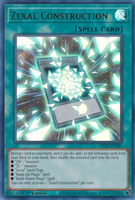 An Ultra Rare "Zexal Construction" card from the Yugioh 2022 Tin of the Pharaoh's Gods Set. 