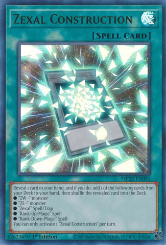 An Ultra Rare "Zexal Construction" card from the Yugioh 2022 Tin of the Pharaoh's Gods Set. 