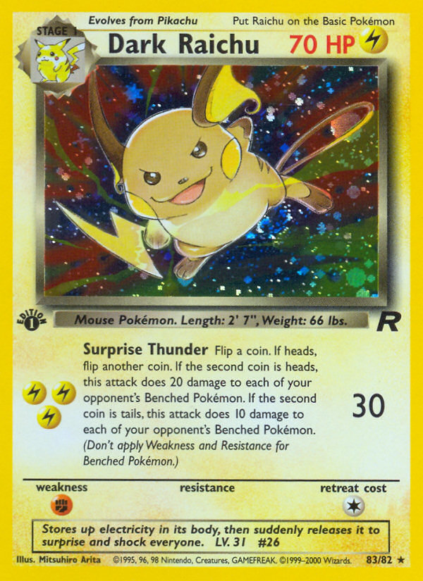 Dark Raichu (83/82) [Team Rocket 1st Edition] Pokémon