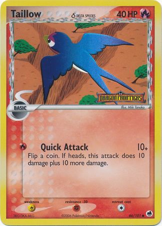 Taillow (66/101) (Delta Species) (Stamped) [EX: Dragon Frontiers] Pokémon