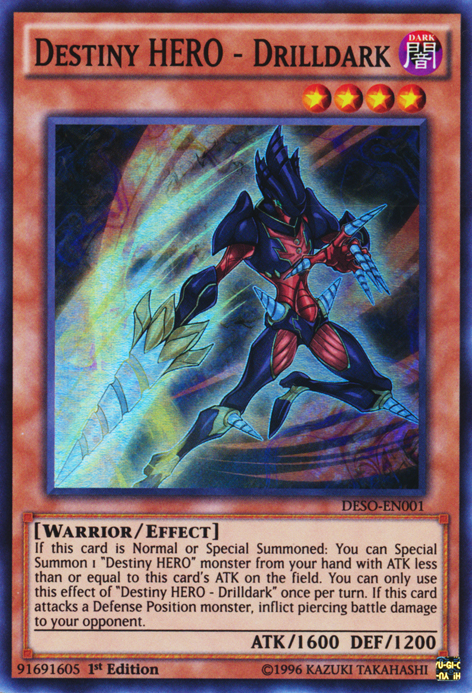 Destiny HERO - Drilldark [DESO-EN001] Super Rare Yu-Gi-Oh!