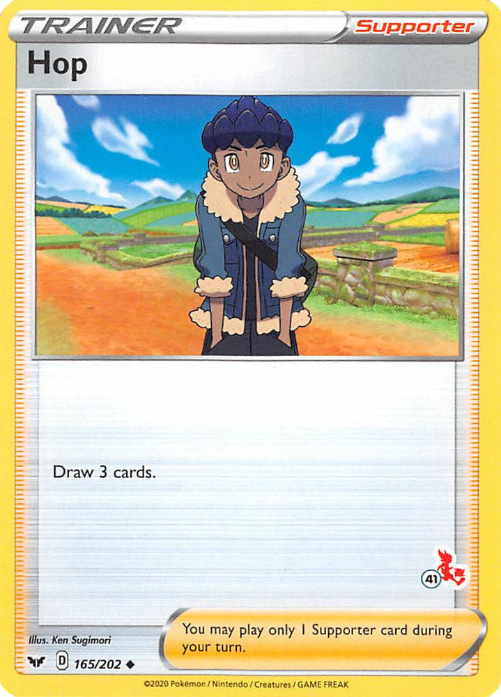 Hop (165/202) (Cinderace Stamp #41) [Battle Academy 2022] Pokémon